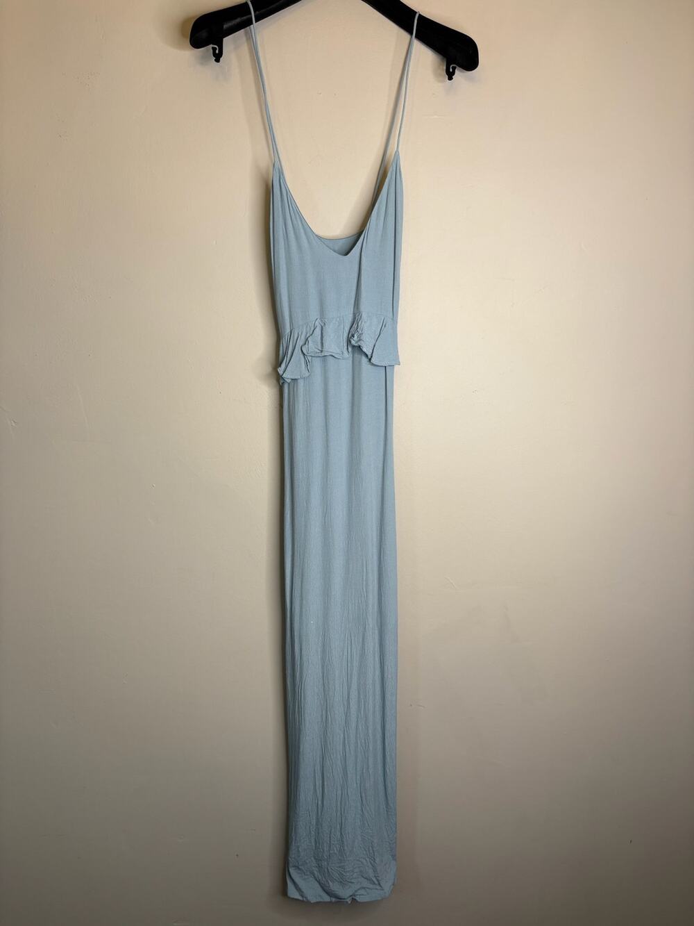Elliatt Light Blue Ruffle Tiered Maxi Dress Spaghetti Strap Formal Dress M